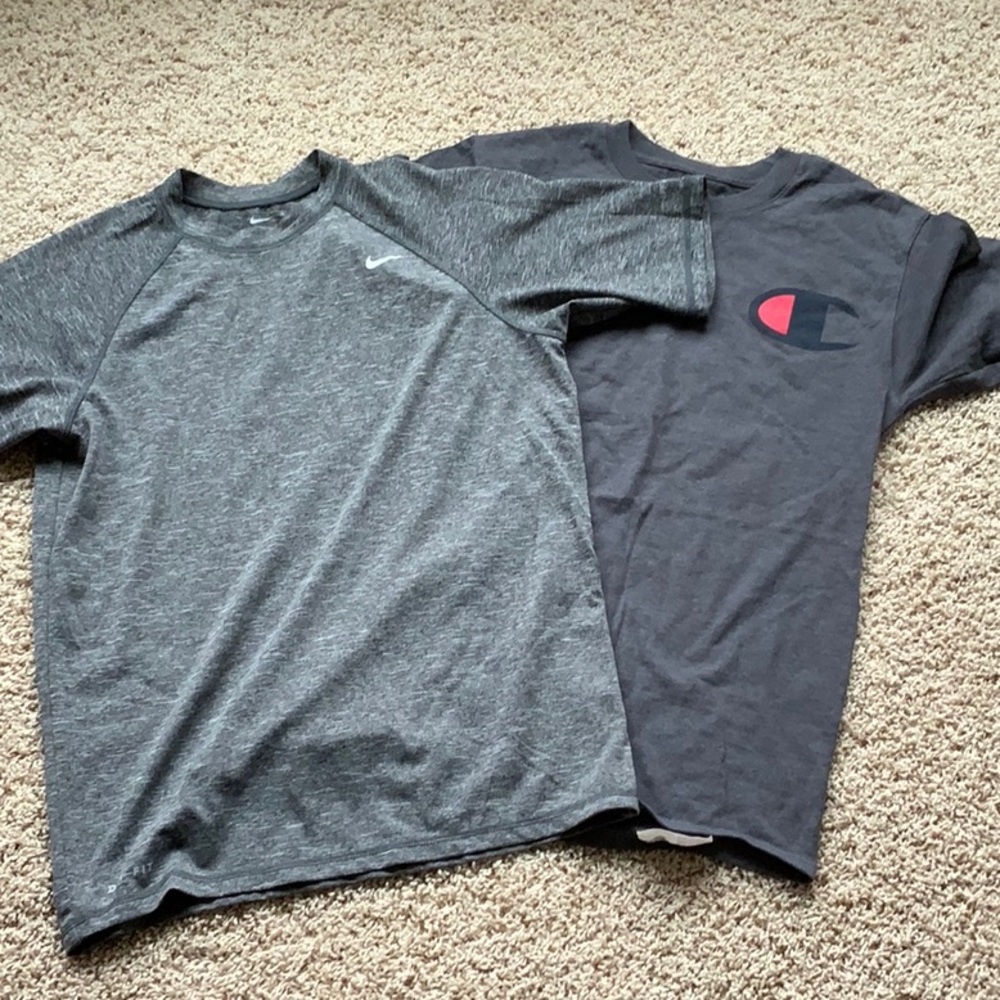 Nike and Champion Gray Men’s T-Shirts Size Small